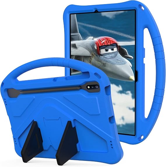 YRH for Samsung Galaxy Tab S10+ Plus/Tab S9+ FE/Tab S9+ Plus (12.4-in.), Kids EVA Foam Child Tablet Case, Portable Hand Grip & Multi-Angle Stand Cover 12.4'', Bue