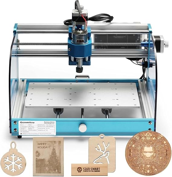 Genmitsu 3018-PROVer V2 Desktop CNC Router Machine for Beginners with Limit Switches and Emergency Stop Upgraded Z Axis Aluminum Spoilboard Working Area 284 x 180 x 40mm