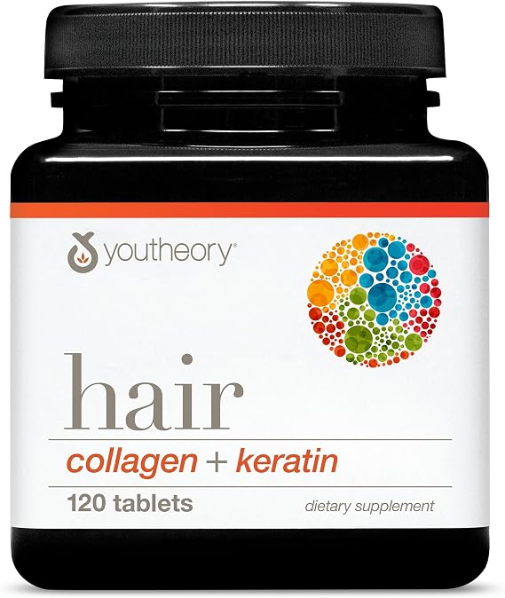 Youtheory Hair Collagen + Keratin, 120 Tablets, 20-Day Supply