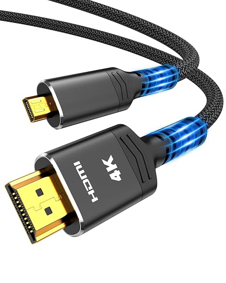 Highwings 4K Micro HDMI to HDMI Cable, 4K@60Hz, 6 FT Black Micro HDMI Cord