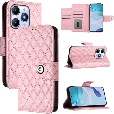 Cover Compatible with Itel A90 4G,Compatible with Itel A90 4G Flip Dual Slot Wallet Phone Case Pink