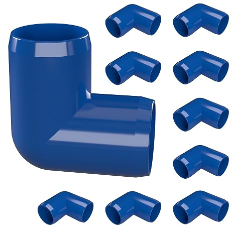 FORMUFIT 1/2 90 Degree Elbow Furniture Grade PVC Fitting in Blue, Made in USA, UV-Resistant, Impact-Proof, 0.840 Actual Socket Diameter (Pack of 10) - F01290E-BL-10