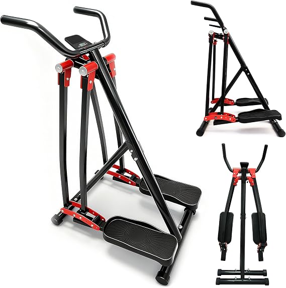 Foldable Air Walker, Elliptical Exercise Machine for Home, Full Body Low Impact Cardio Trainer with LCD Monitor, Non-Slip Pedals for Home Gym