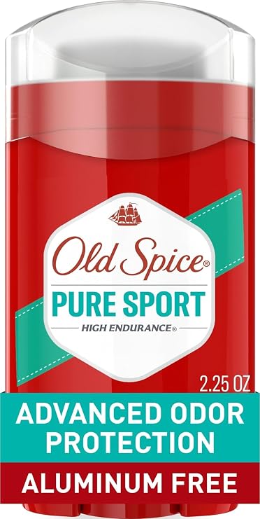 Old Spice Aluminum Free Deodorant for Men, High Endurance, 24/7 Lasting Freshness & Long Lasting Scent, 24/7 Advanced Sweat & Odor Protection, Pure Sport Scent, 2.25 oz