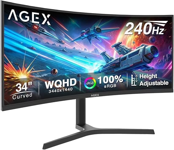 Z-Edge 34 inch WQHD 1440P Curved Gaming Monitor, 240Hz Computer Screen