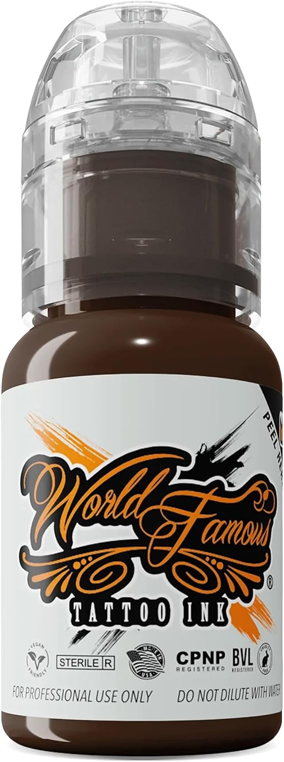 World Famous Brown Tattoo Ink, Vegan and Professional Ink, Made in USA, Hoover Dam, .5 oz