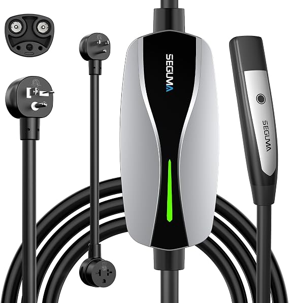 SEGUMA ETL Certified Level 1/2 Tesla Charger, 12A/16A NACS Connector | 16A 240V NEMA 6-20 Plug &12A 120V NEMA 5-15 Adapter, 25FT Cable, SAE J3400 (NACS) Port for Tesla Model Y/X/S/3 &2025+ NACS EV