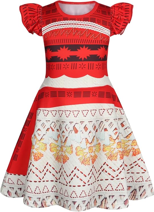 Jurebecia Girls Nightgowns Ocean Adventure Princess Nightgown Flutter Short Sleeves Nightdress Sleepwear Fancy Fantasy Nightie Dress Pajamas for Kids Size 6 Red