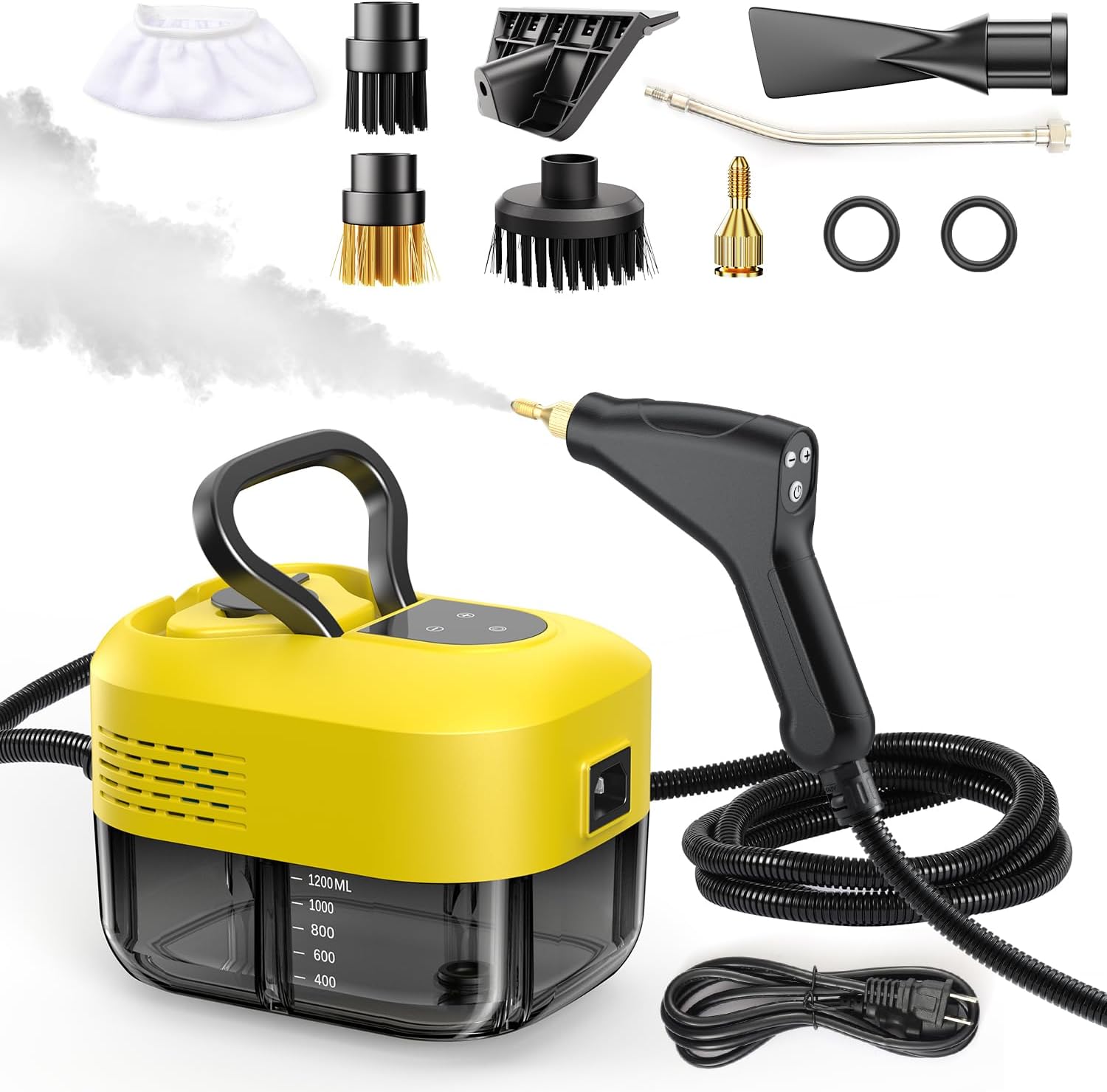 Steam Cleaner for Home Car Detailing Floor, 212°F High Temperature, 1.2L Tank, 15S Heat-Up, Portable Handheld Pressurized Steamer for Cleaning, Steam Cleaner for Carpet Tile Grout Kitchen Grease Couch