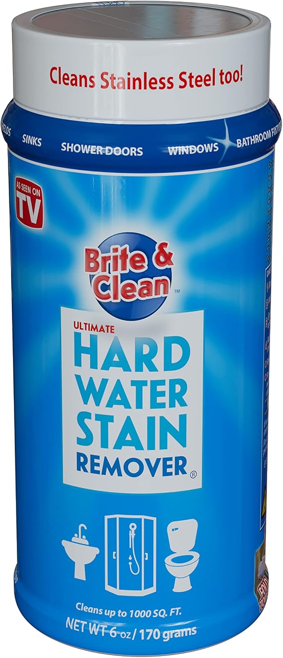 Brite & Clean (Bright & Clean) Ultimate Hard Water Stain Remover for Glass, Shower Doors & Windows Removes Mineral Deposits from Granite, Porcelain, Tile, Stainless Steel & Chrome