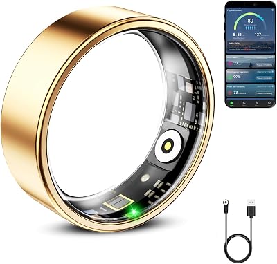 Mirlray Smart Ring for Women & Men, Smart Ring Health Tracker, Blood Oxygen & Heart Rate Monitor Sleep Ring, Waterproof Fitness Ring, Long Lasting Battery Smart Rings G, #8