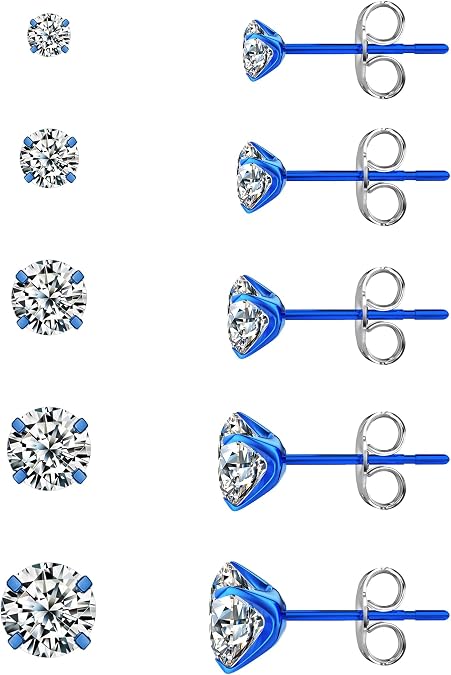 5 Pairs Earrings Sets Titanium Hypoallergenic Cubic zirconia Earrings for Women Helix Cartilage Tragus Women Jewelry