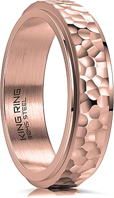 King 6mm Hammered Spinner Ring - Fidget for Stress Relief, Stainless Steel for Men & Women - Designed in USA