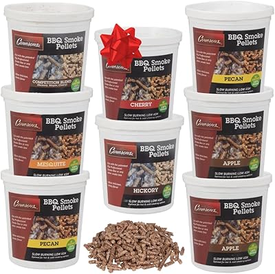 Camerons Smoking Wood Pellets Apple, Cherry, Competition Blend, Hickory, Mesquite, Pecan - 8 Pint Value Pack - 100% All Natural Wood for Smoker & Pellet Grill - BBQ Grilling Xmas Gift Set for Dad