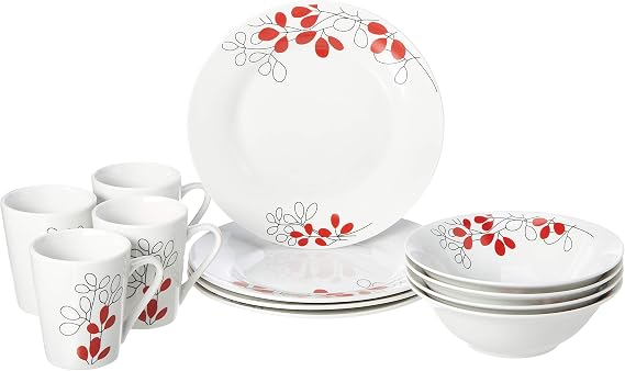 Gibson Scarlet Leaves 12 pc Dinnerware Set