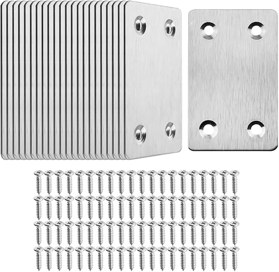 Flat Metal Straight Brace Bracket, Pack of 20, 2.4" x 1.5"