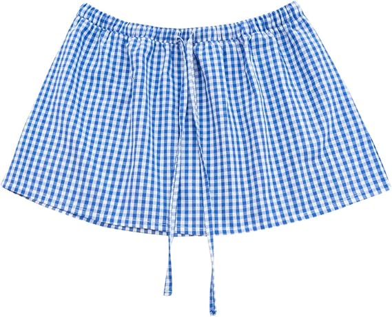 Womens Gingham Mini Skirts Y2k Going Out Elastic Waistband Plaid Checkered Streetwear Cute Summer Boxer Short Skirt