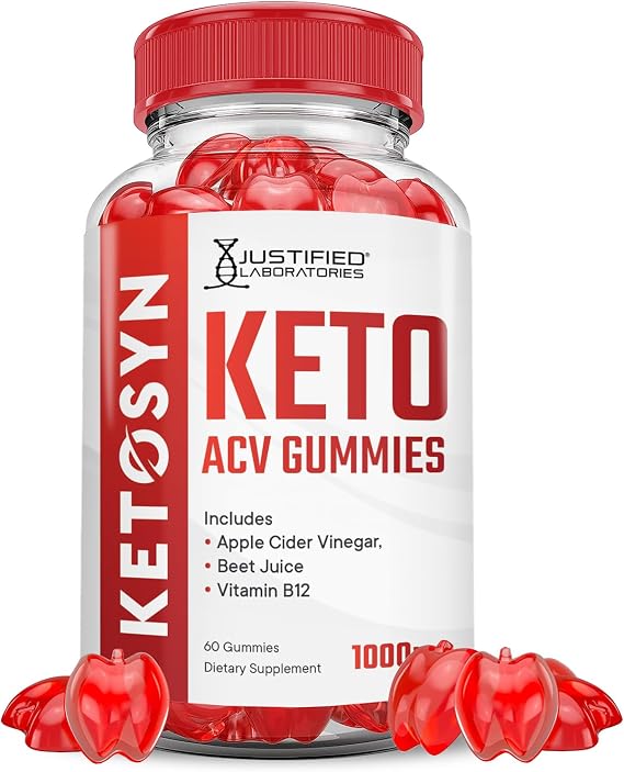 Justified Laboratories Ketosyn Keto ACV Gummies (1000 mg) - 60 Count - Formulated with Apple Cider Vinegar, Folate & Vitamin B12 - Non-GMO, Vegan, Gluten Free - 30 Servings