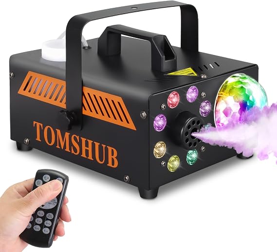 600W Fog Machine with Disco Ball & 13-Color LED Lights