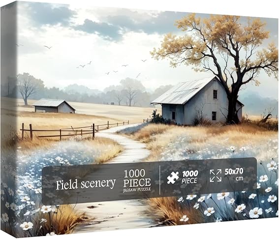 Fall Farmhouse Landscape Puzzles for Adults 1000 Pieces, Countryside Scenic Autumn Jigsaw Puzzles, Beautiful Art Puzzles