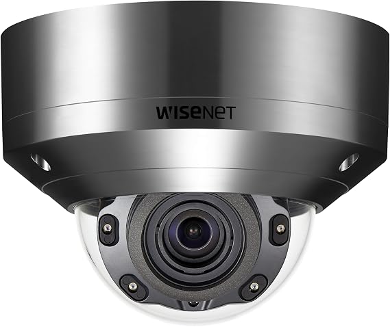Wisenet X powered by Wisenet 5 network IR stainless steel dome camera 5MP @30fps motorized vari-fo
