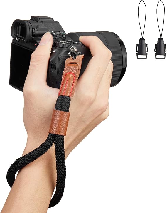 Camera Strap Soft Black Hand Wrist Strap with Quick Release Buckles