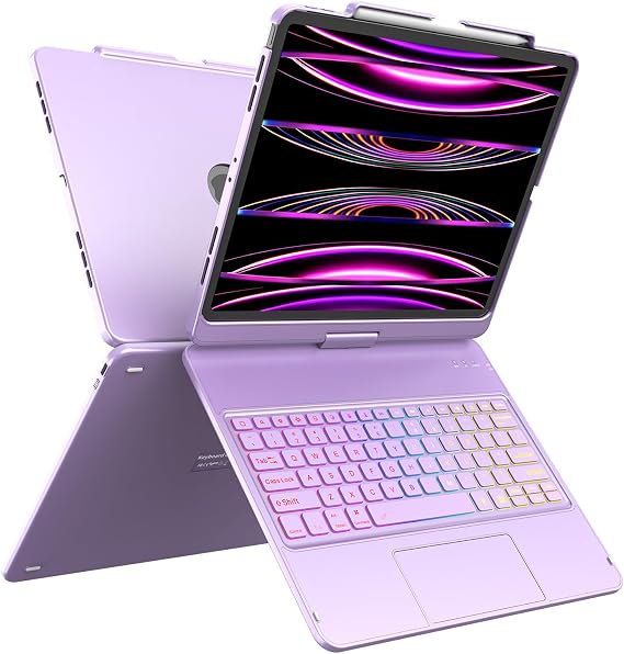 Keyboard Case for iPad Air 13 inch (M4/M3/M2, 2026/2025/2024),iPad Pro 12.9(6th/5th /4th/3rd Gen) ,360 Rotatable for iPad Air 13 Inch Case Keyboard ,Multi-Touch Trackpad,Backlight,Pencil Holder