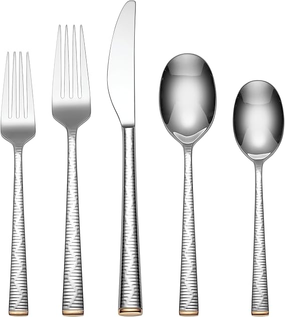 Lenox Blue Bay 20-Piece 18/10 Silverware Set for 4, Flatware | mirror finish, dishwasher safe | includes knives, forks, and spoons | heavy duty, cutlery set for kitchen and dining