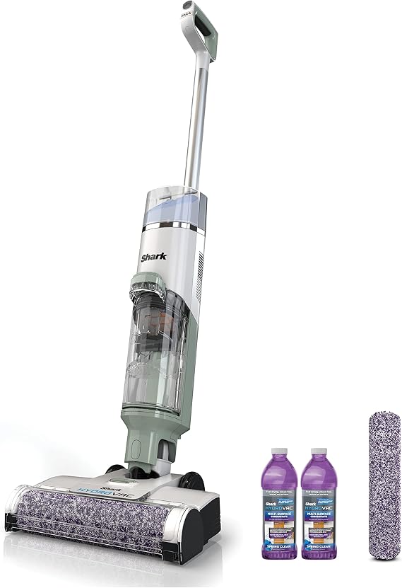 SHARK AW201 HydroVac Cordless Pro XL 3-in-1 Vacuum, Mop & Self-Cleaning System with 2 Antimicrobial Brushrolls* Solutions for Multi-Surface Cleaning, Hardwood, Tile, Area Rug More, Tea Green