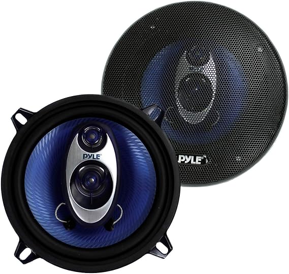 Pyle 5.25 Car Sound Speaker (Pair) - Upgraded Blue Poly Injection Cone 3-Way 200 Watt Peak w/Non-fatiguing Butyl Rubber Surround 100-20Khz Frequency Response 4 Ohm & 1" ASV Voice Coil