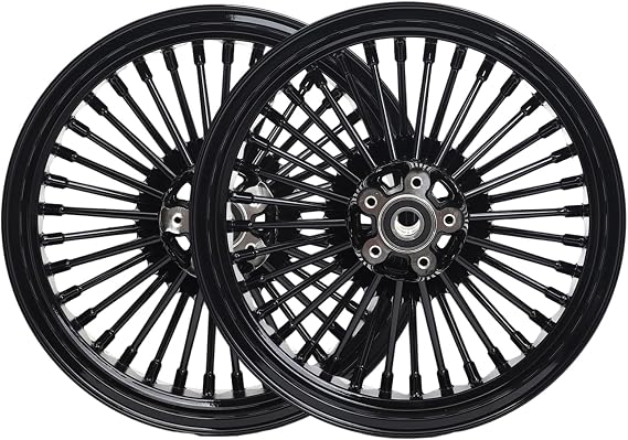 TOFR 16x3.5 16x3.5 Fat Spoke Wheels Black For Harley Touring Baggers 84-08