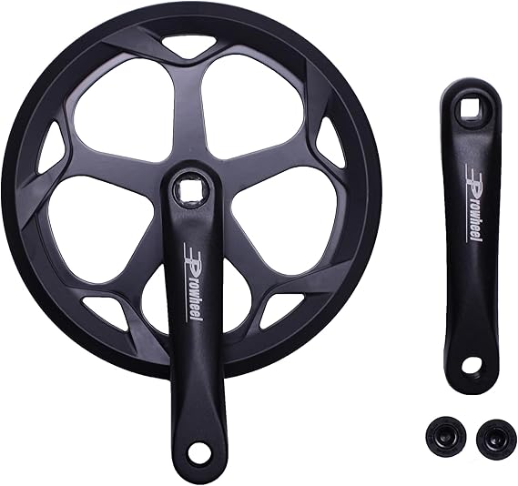 PROWHEEL 152MM/160MM/165MM/170MM/175MM Bike Crankset,46T/48T/52T Steel Chainring Bike Crank Arm Set,Double ChainWheel and Replacement Chain Guard,Compatible with City Bike,MTB,Electric Bicycle,Cargo