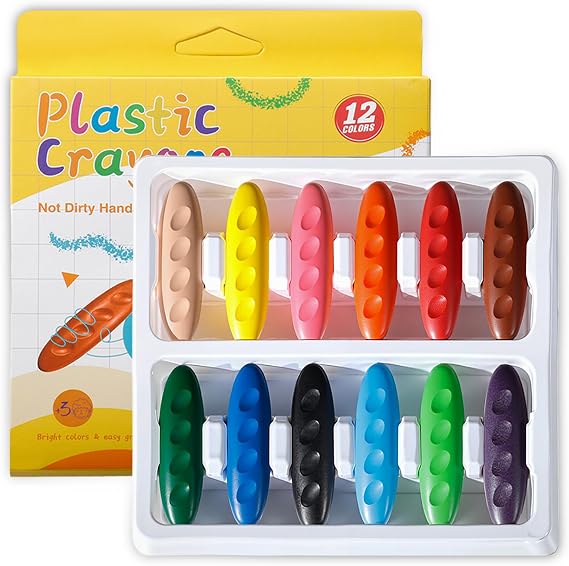 Peanut Crayons, 12 Colors Toddler Crayons for 1-6 Year Old Non Toxic, Easy to Hold, Washable Chunky Crayon for Kids