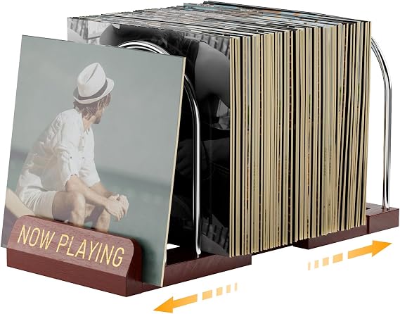 BS-VOG Vinyl Record Storage Stand, Expandable Holder for 30-70 LPs