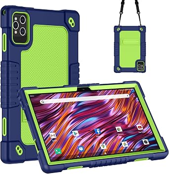 for Digiland DL 1050 / Digiland S10 Tablet 10.1 inch MEIZE D115 KADYBE D115 Case&Shoulder Strap Kickstand Cover for ANTEMPER D106/TOOTON K110 K118/Relndoo YOBANSE T618 10.1" (Navygreen)