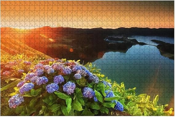 Landscapes of Sete Cidades Sao Miguel Island Azores Portugal Europe 1000 Piece Jigsaw Puzzle Game - Colorful Large Puzzles Artwork for Adults Teens Puzzle Game Toy Gift