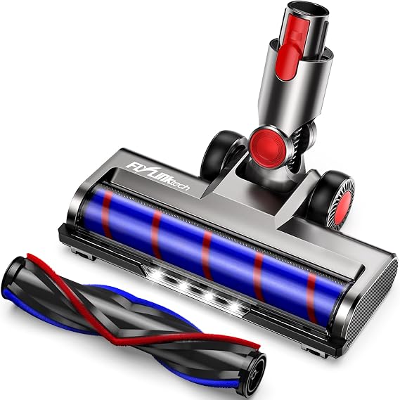 FLYLINKTECH Brush Head Replacement Compatible with Dyson V7 / V8 / V10 / V11 / V15, Flexible 180° Swivel Dyson Parts with 4 Led Headlamps and 2 Replacement Rollers