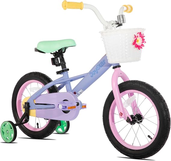JOYSTAR 12 14 16 18 Inch Kids Bike for 2-9 Years Girls, Toddler Girls Bike with Training Wheels, Rainbow Bikes, Children Bicycle, Macaroon