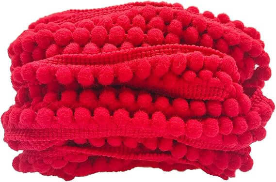 Mini Pom Pom Trim 8 Yards 5mm Ball Fringe Trim for Sewing Accessory Decoration DIY Crafts (Red 1713)