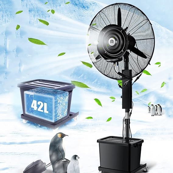 Outdoor Misting Fan 22in 26in 30in, Industrial Spray Fan, Patio Large Pedestal Fan with 11 Gal Standalone Tank for Commercial Restaurant, Gym, Residential Greenhouse Size : 750mm30in