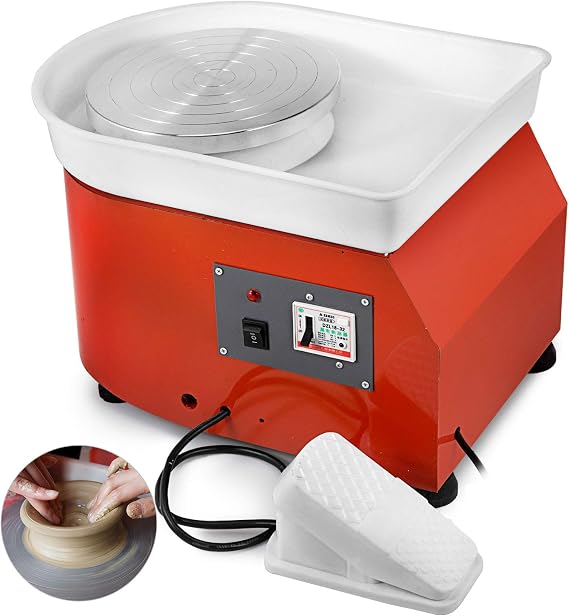 Electric Pottery Wheel Machine, Pottery Wheel Forming Machine 25Cm 350W Electric Pottery Wheel Machine Clay Ceramic Forming Art DIY Work, Independent Pedal Silent