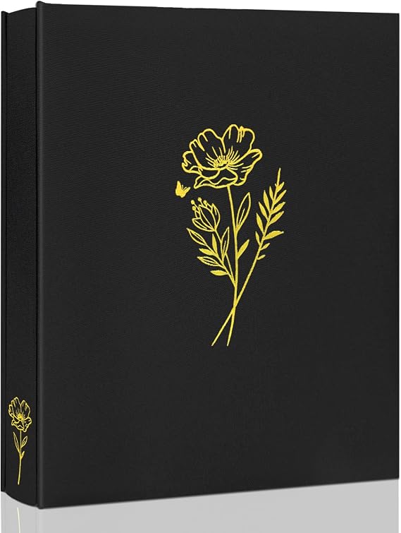 5x7 Photo Album 200 Photos 2 Pictures Per Page,100 Page Excellent Fabric Cover Picture Book for Photos,Photo Album 5x7 for Wedding Baby Family Pet Memories Black by Kuword