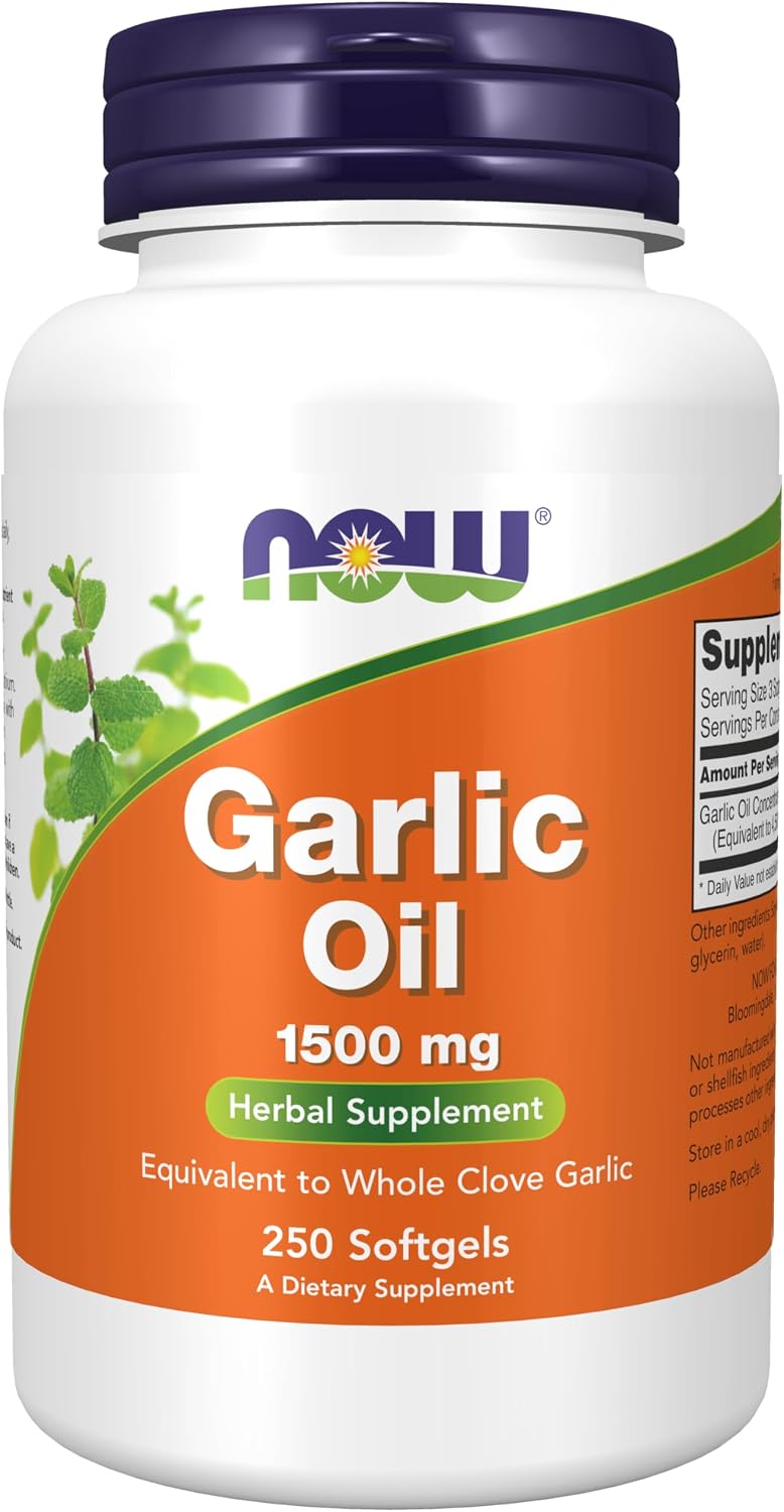 NOW Supplements, Garlic Oil 1500 mg, Serving Size Equivalent to Whole Clove Garlic, 250 Softgels
