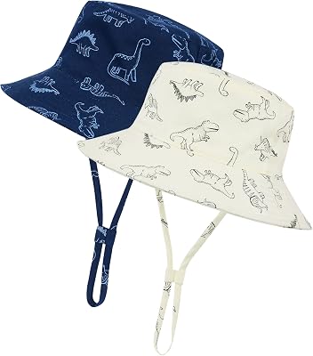 Durio Baby Toddler Sun Hat Kids Bucket Hats UPF 50 Sun Protection Summer Beach Hat for Infant Baby Boy Girl Gifts 2Pack 2Pack Royal BlueBeige 4-8T