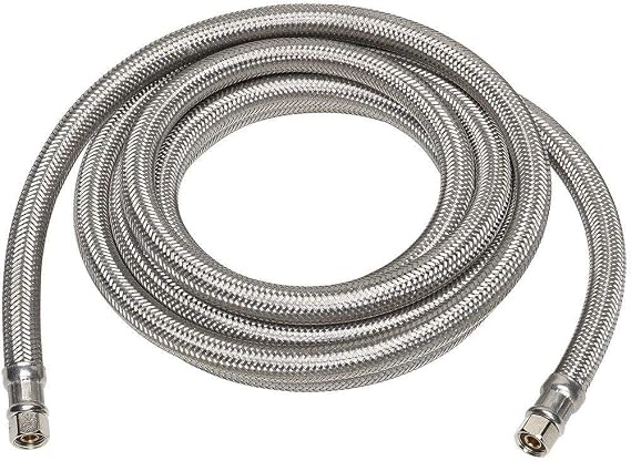 Braided Stainless Steel Ice Maker Water Supply Hose - 6 Ft - Universal 1/4" Connectors from Kelaro