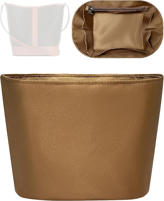 Purse Organizer Insert, Slim Inside Bag Organizer Insert Fit for Celine Triomphe Canvas Bucket Bag Small Drawstring Inner Liner Bag In Bag Organizer (Style-02, Medium)
