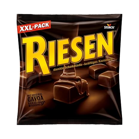 RIESEN Schokokaramell Kaubonbons - 1 x 377 g XXL Pack Softe Bonbons mit dunkler Schokolade kräftigem Karamell & Gavoa Kakao-Mischung einzeln verpackte Süßigkeit