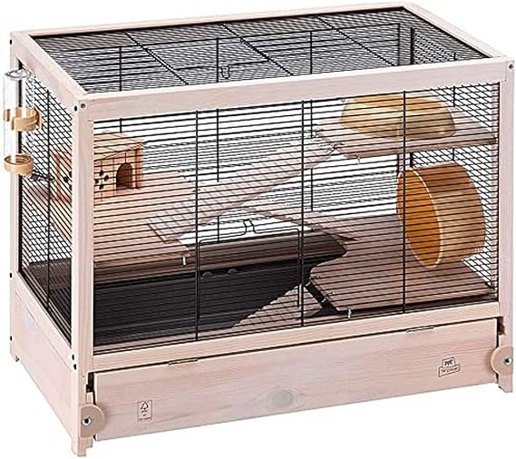 Ferplast FSC Wooden Cage for Hamsters HAMSTERVILLE, Mouse and Small Rodents, Multi Storey, Accessories Included
