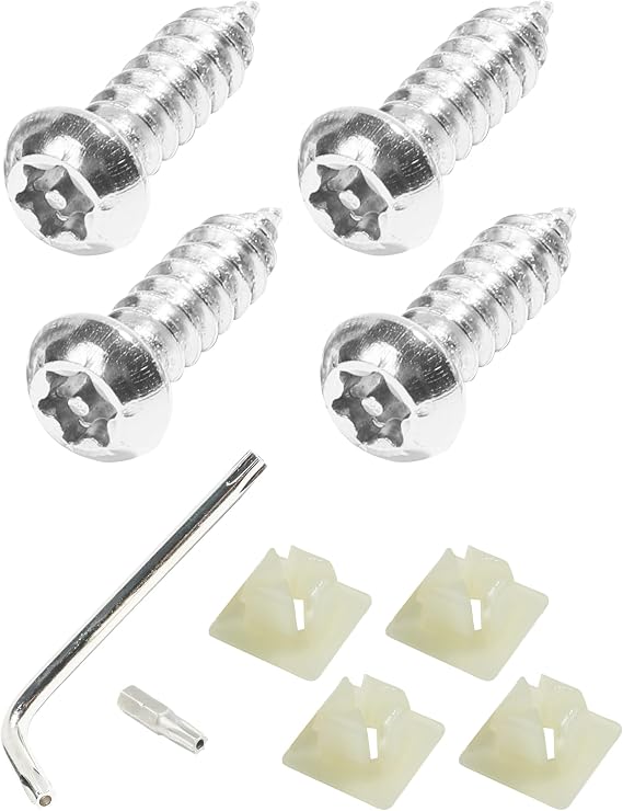 License Plate Screws,Anti Theft License Plate Screws,Car Accessories License Plate Screw Caps,License Plate Screw Kit,Used for Mounting Front and Back License Plates on Cars,SUVs,Trucks (Silver)