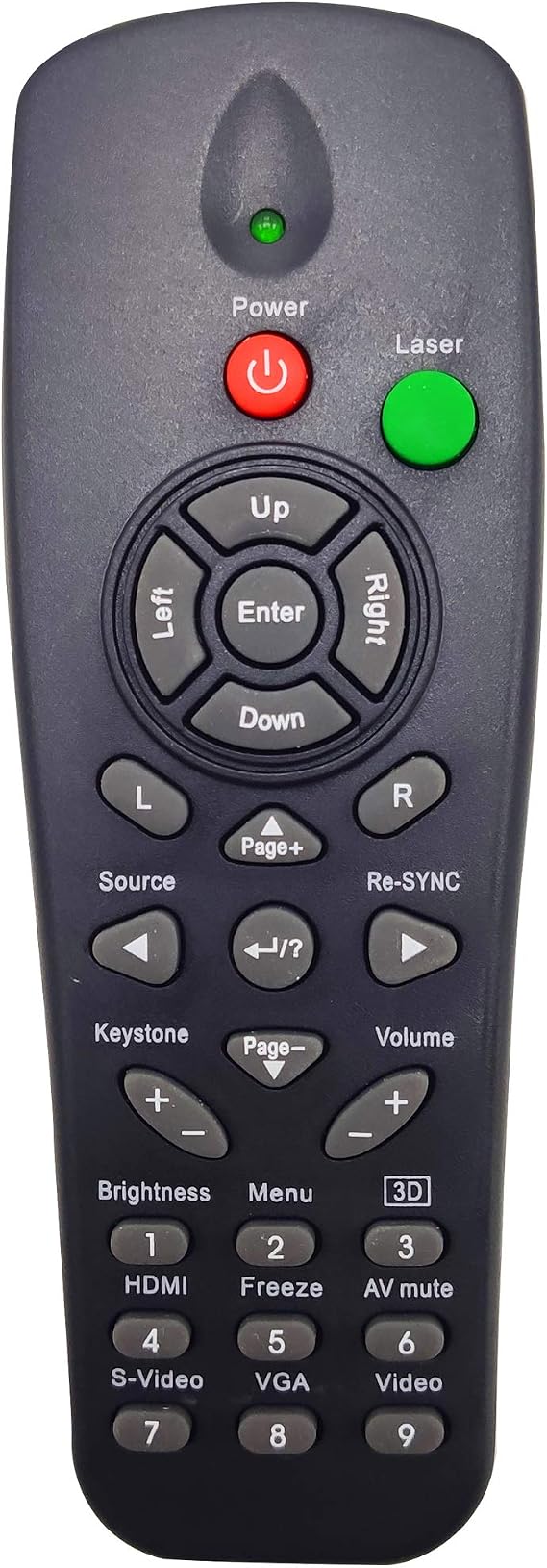 BR-3043N Projector Remote Control for Optoma DS211, DS216, DS316, DS322, DS323, DS325, DS326, DW312, DW318, DX319, DX617, DX619, DX621, DX623, DX626, ES521, ES526, ES526L, ES529, EW531